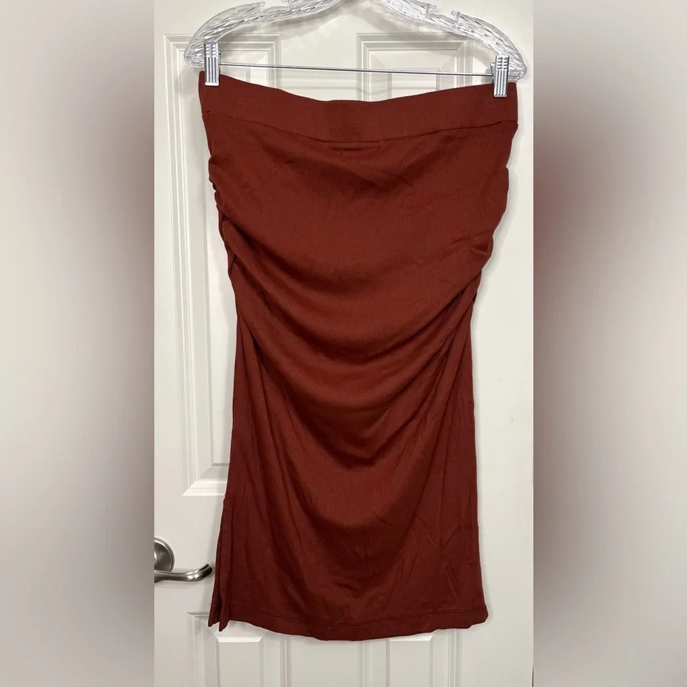 Michael Stars Rae Ribbed Midi Skirt in Rust NWT - Picture 2 of 6